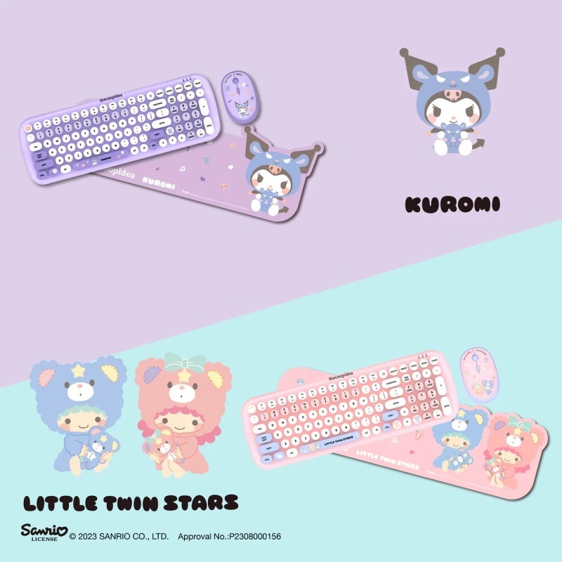 Thecoopidea Sanrio Wireless Keyboard Mouse Set Little Twin Stars Hello ...