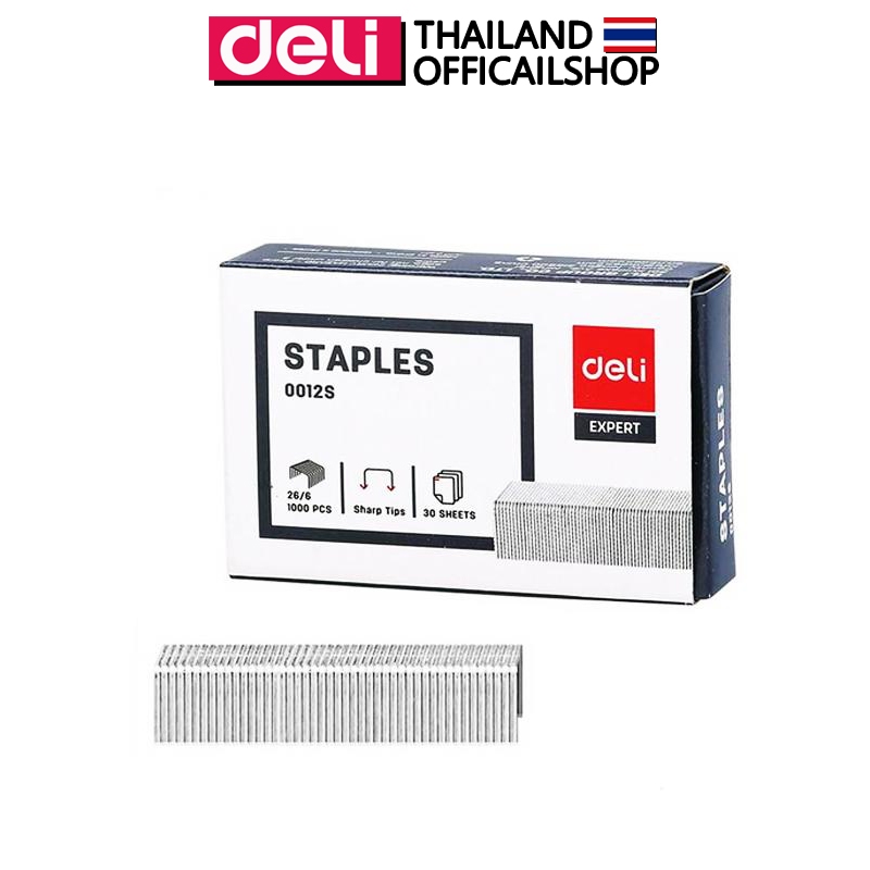 deli-0012s-staples-ลวดเย็บกระดาษ-เบอร์-26-6-30-sheets-เย็บได้-1000-ครั้ง-จำนวน-20กล่อง-ลูกแม็ค-ลูกแม็ก-ลวดเย็บเบอร์35