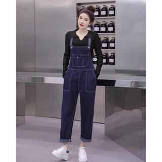 Many Jeans Overalls เอี๊ยมกางเกงยีนส์ขายาวสียีนส์เข้มพร้อมส่ง