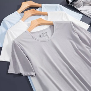 AIRmill® Lux T-Shirt เสื้อแขนสั้น คอกลม ผู้ชาย ผ้า Ice Silk ลายนูน (Ribbed) สัมผัสเรียบลื่น เย็น ระบายอากาศ ยืดหยุ่นสูง