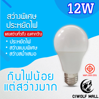 หลอดไฟ 12W BLUBSLIM LED ใช้ไฟฟ้า220V ใช้ไฟบ้าน หลอดไฟขั้วเกลียว E27 Tenmeet  Daylight  WarmLight