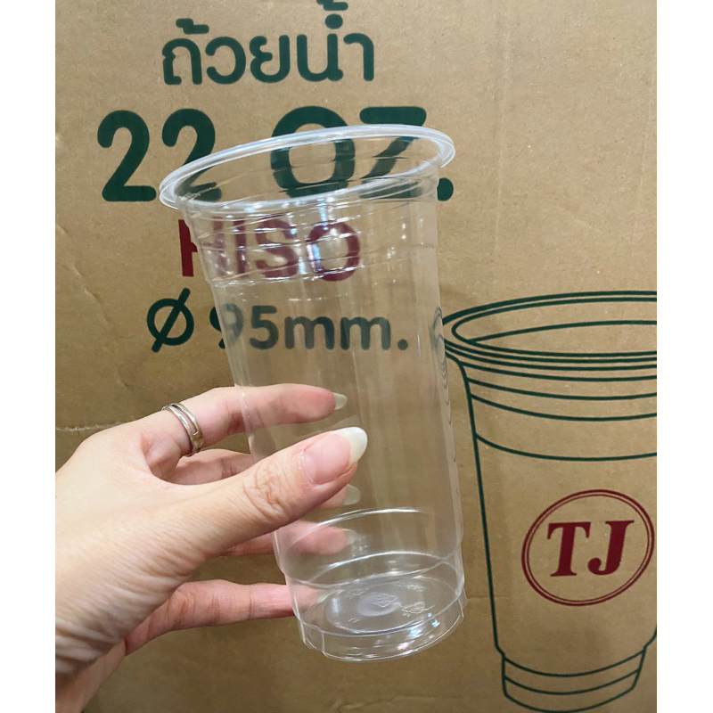 แก้ว-22-ออนซ์-เนื้อpp-มีแบบใสและพิมพ์ลาย-ยี่ห้อ-tj-มีราคาพร้อมฝา