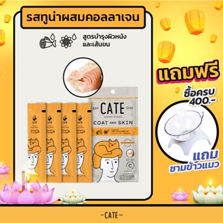 เคท™ ขนมแมวเลีย คอลลาเจน  รสปลาทูน่า  8 ซอง จำนวน 2 แพ็ค CATE Creamy Snack Collagen