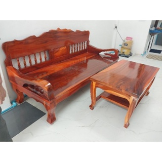 โต๊ะไม้ โซฟาร์ไม้พร้อมโต๊ะกลางวางของ0874088644