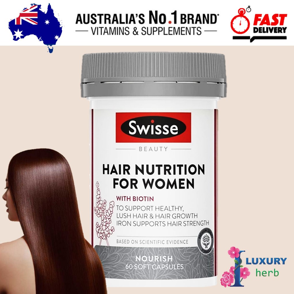 ภาพหน้าปกสินค้าSwisse beauty hair nutrition for women 60 capsules exp06/2026