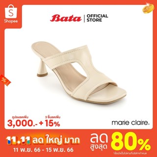 Bata บาจา Marie Claire รองเท้าส้นสูงเปิดส้นแบบสวม สูง 3 นิ้ว สำหรับผู้หญิง รุ่น TIMOYA สีเขียว 7707348 สีเบจ 7708348