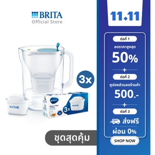 BRITA เหยือกกรองน้ำ รุ่น Style 2.4L สีขาว + (ไส้กรอง Pack 3)