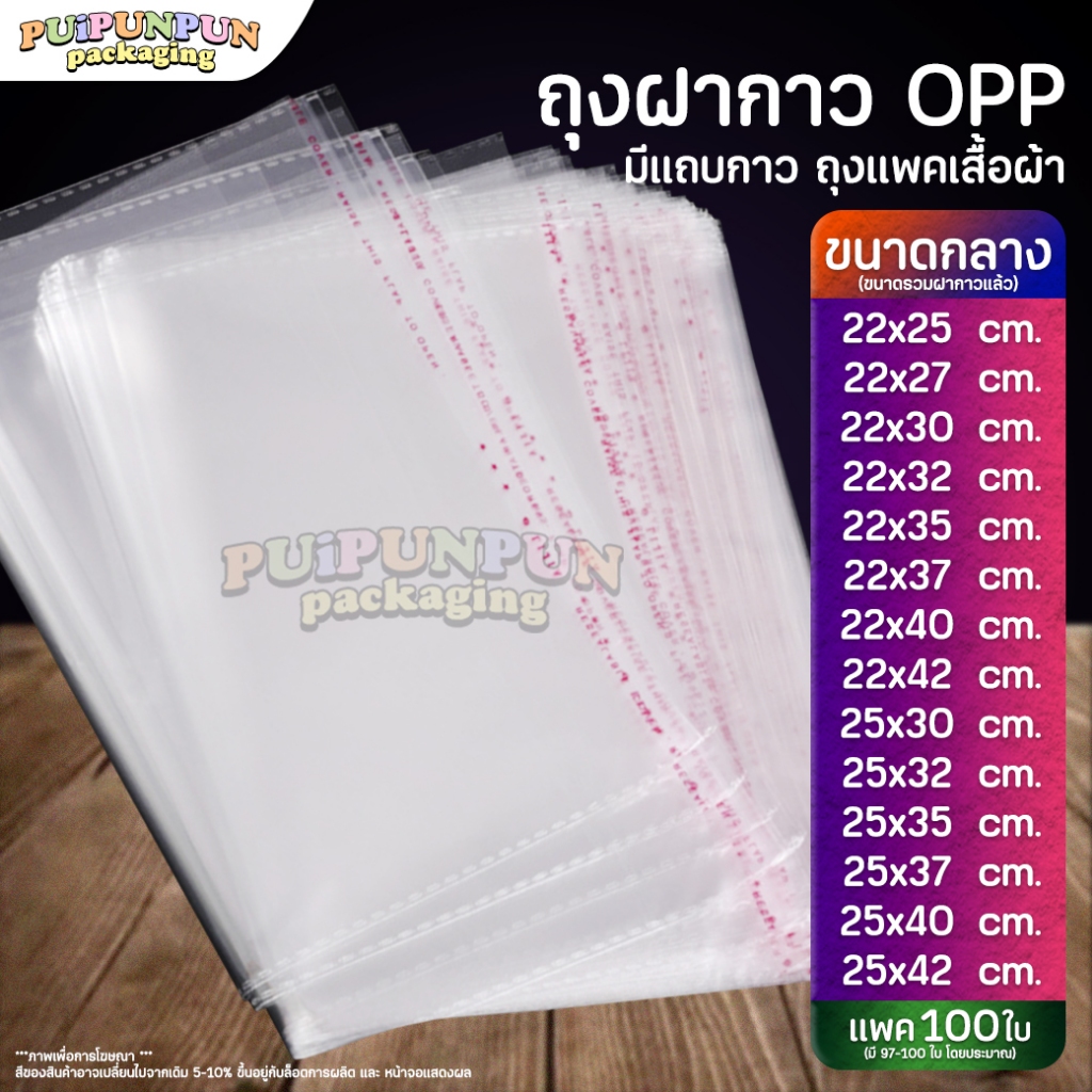 ภาพหน้าปกสินค้าถุงแก้วฝากาว OPP ขนาดกลาง (100ใบ) ซองพลาสติกใส