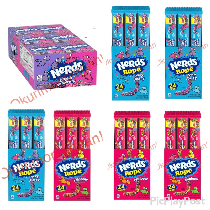 Nerds Rope เนิร์ดโรป เยลลี่เชือก ยกแพค 24 ชิ้น แพคคู่ 48ชิ้น | Shopee ...