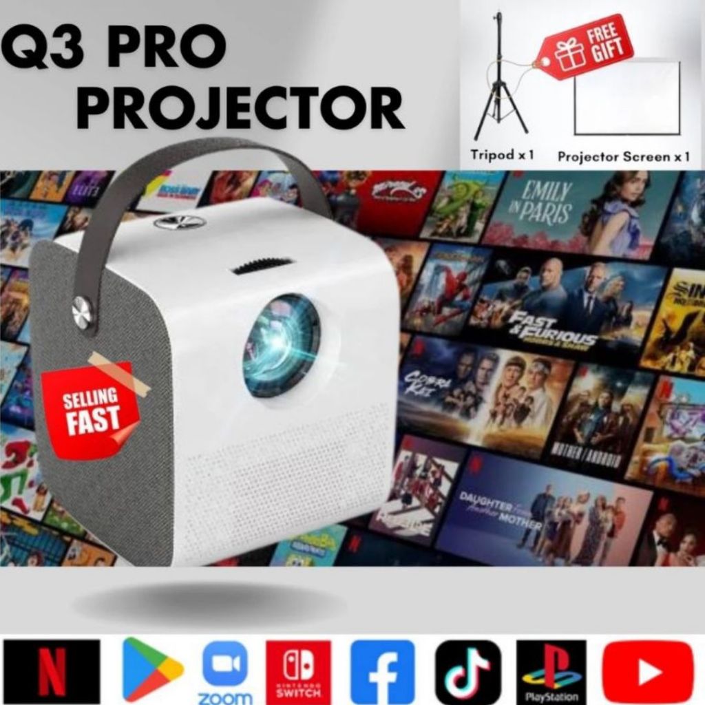 ราคาและรีวิวจัดส่งฟรี xiao mi1080P HD แอพในตัว Android Q3 Pro Projector (รับประกัน 5 ปี) มินิโปรเจ็กเตอร์