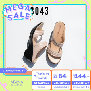 รองเท้าเเฟชั่นผู้หญิงเเบบเเตะสวมส้นตันสูงปานกลาง No. 8043  NE&NA Collection Shoes