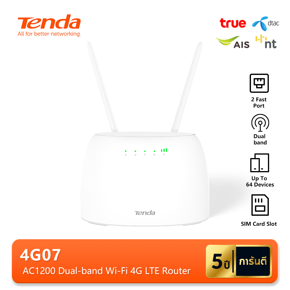 Tenda 4G07 Router 4G LTE Con SIM , Router WiFi AC1200 Dual-Band