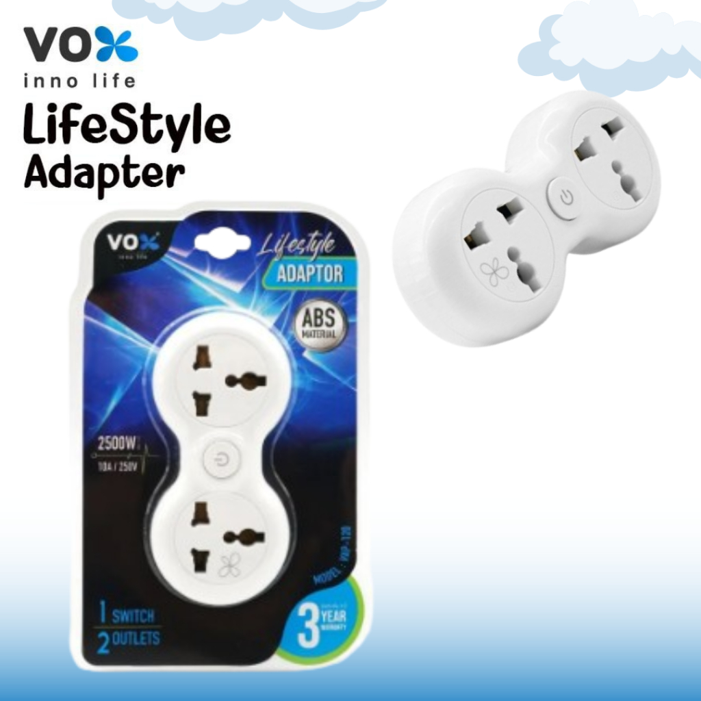 VOX Lifestyle Adapter ปลั๊กแปลงขา รองรับไฟ 2500 วัตต์ รับประกัน 3 ปี ...