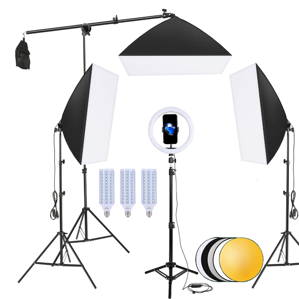 Photography 60W/80W ไฟถ่ายรูป ไฟไลฟ์สด ไฟสตูดิโอ Softbox & Ring Light