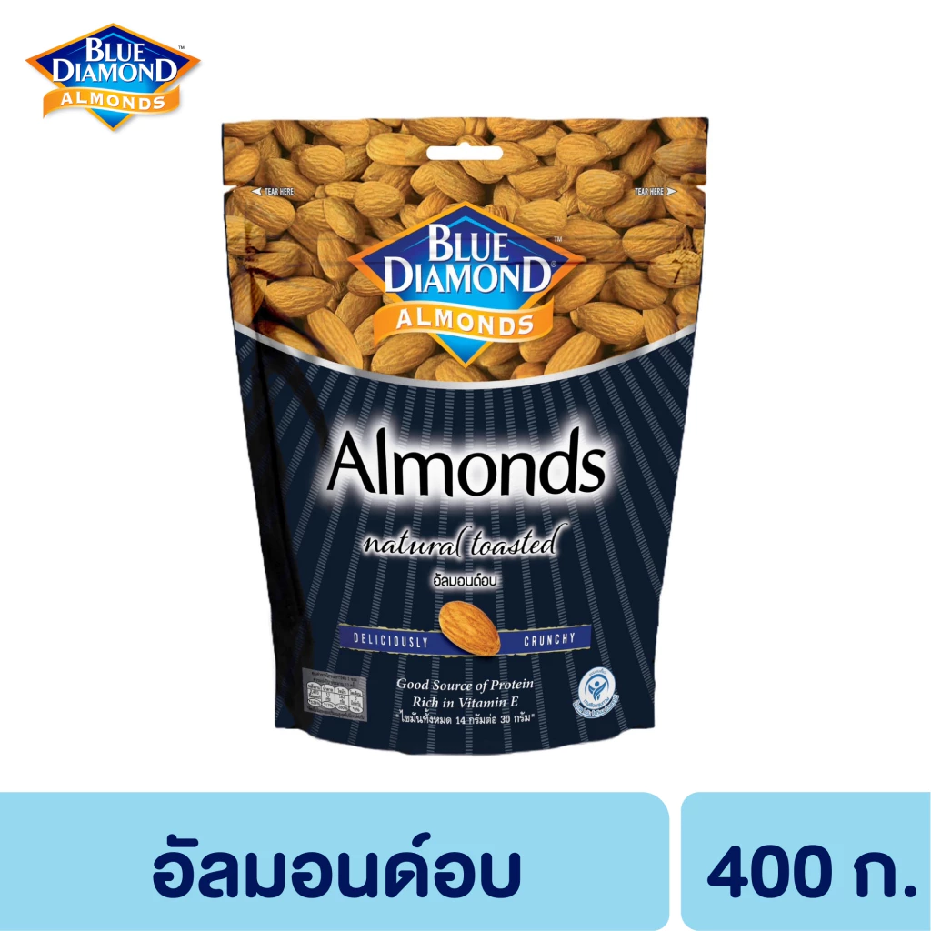 บลูไดมอนด์ อัลมอนด์อบ 400 ก. Blue Diamond Natural Toasted Almonds 400 g.
