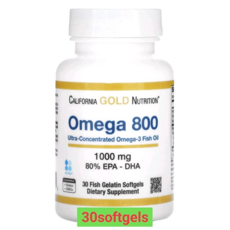Omega 800 Fish Oil, 80 EPA/DHA, Triglyceride Form, 1,000 mg, 30 Fish