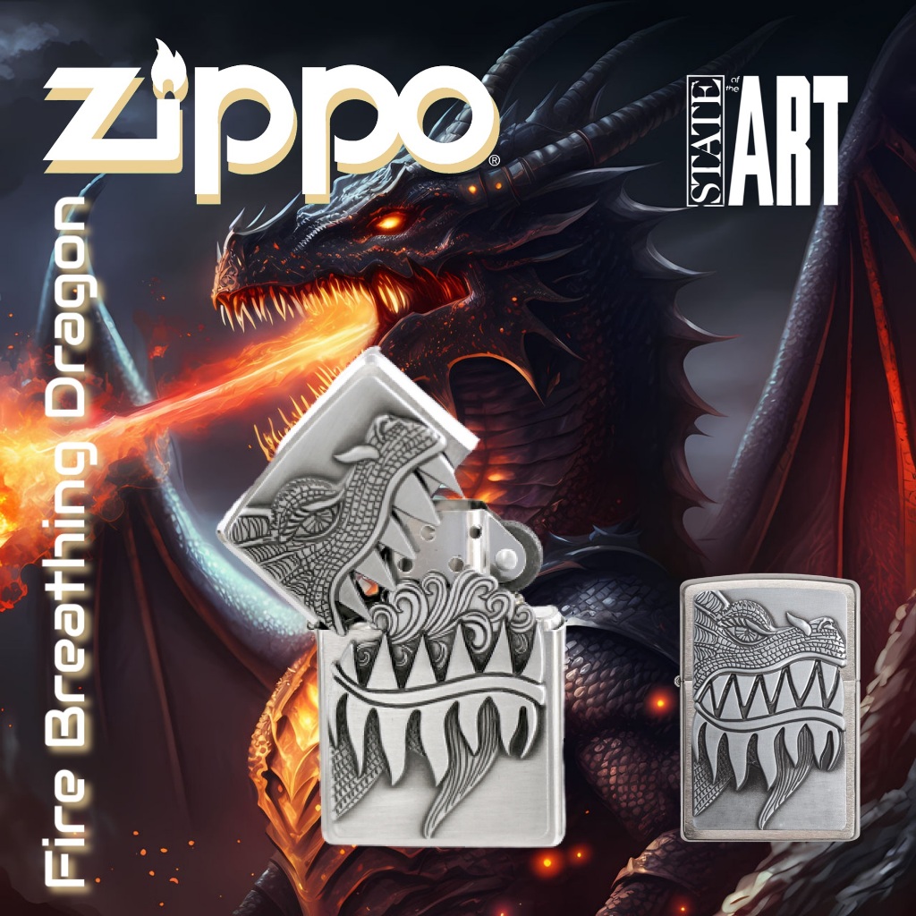 Zippo Fire Breathing Dragon, 100 ZIPPO Original from USA, new and