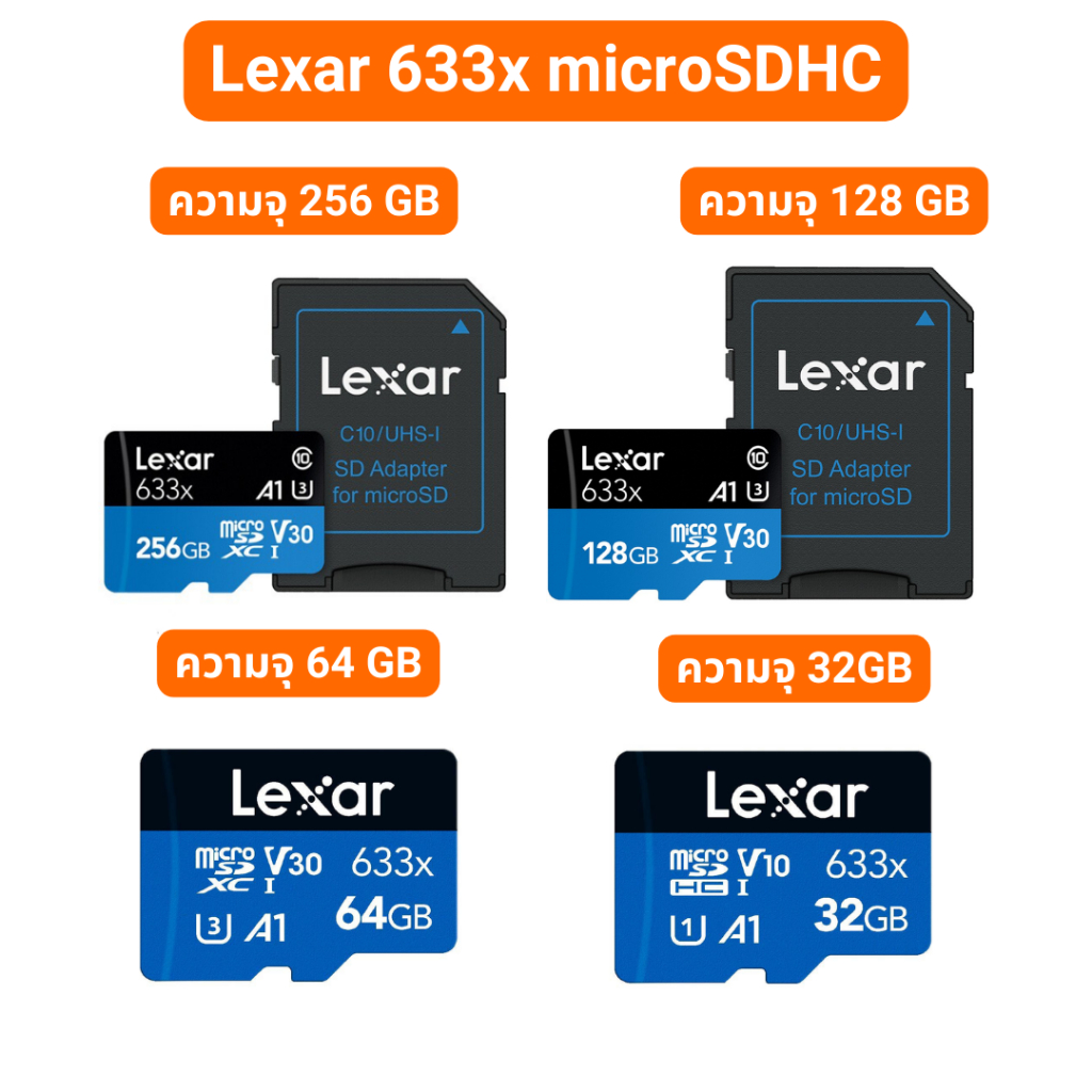 SD Card microSDHC Lexar, Apacer, NETAC, Adata เมมโมรี่การ์ด สำหรับกล้อง ...