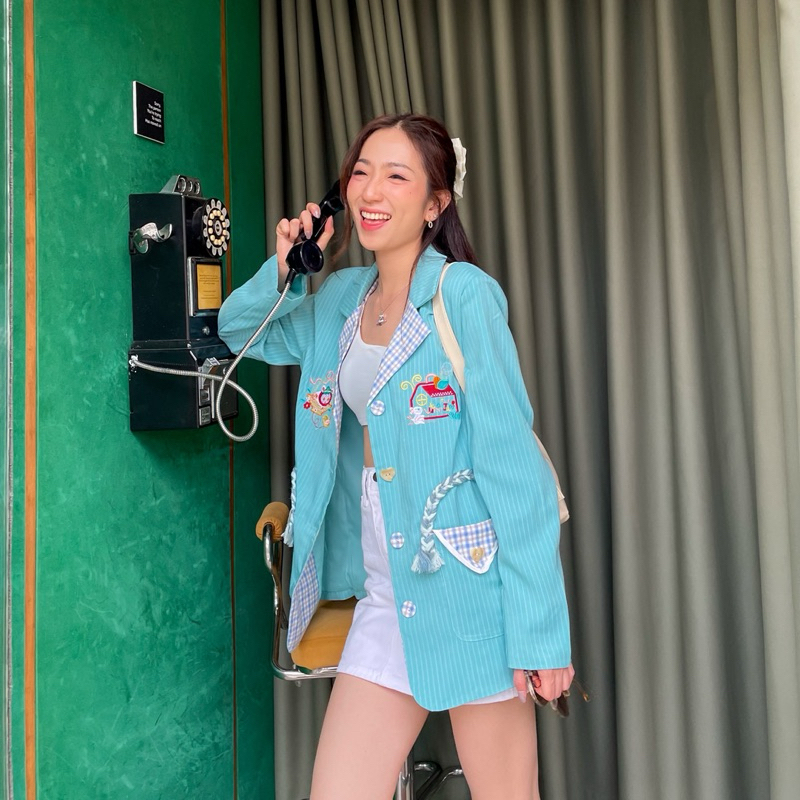 Candy scott blazer - เบลเซอร์งานปักแต่งเชือก | Shopee Thailand