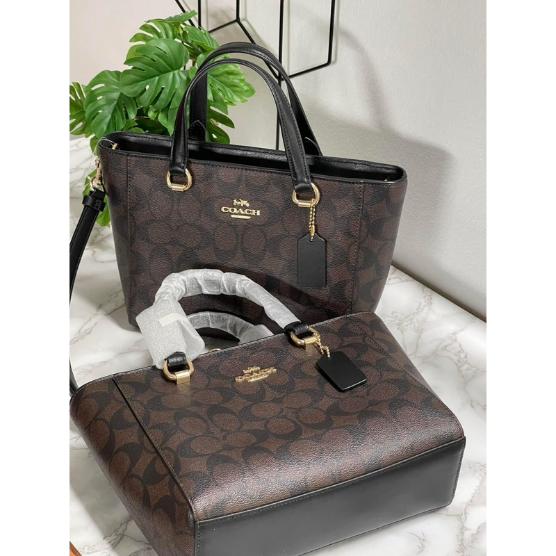 Coach Alice Satchel In Signature Canvas Bag Black/Brown | Shopee Thailand