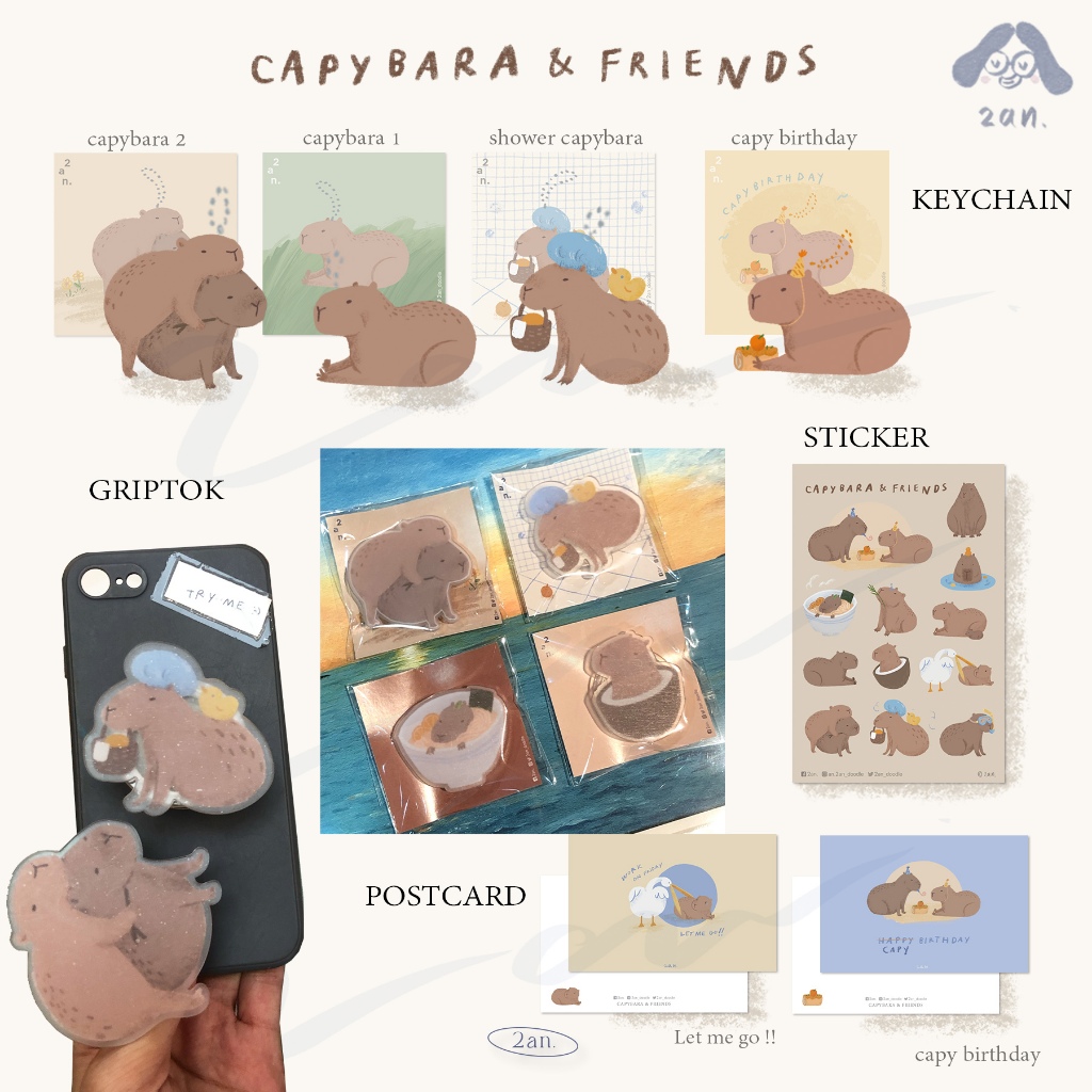 Capybara & friends | พวงกุญแจ สติกเกอร์ โปสการ์ด คาปิบารา หมามะพร้าว ...