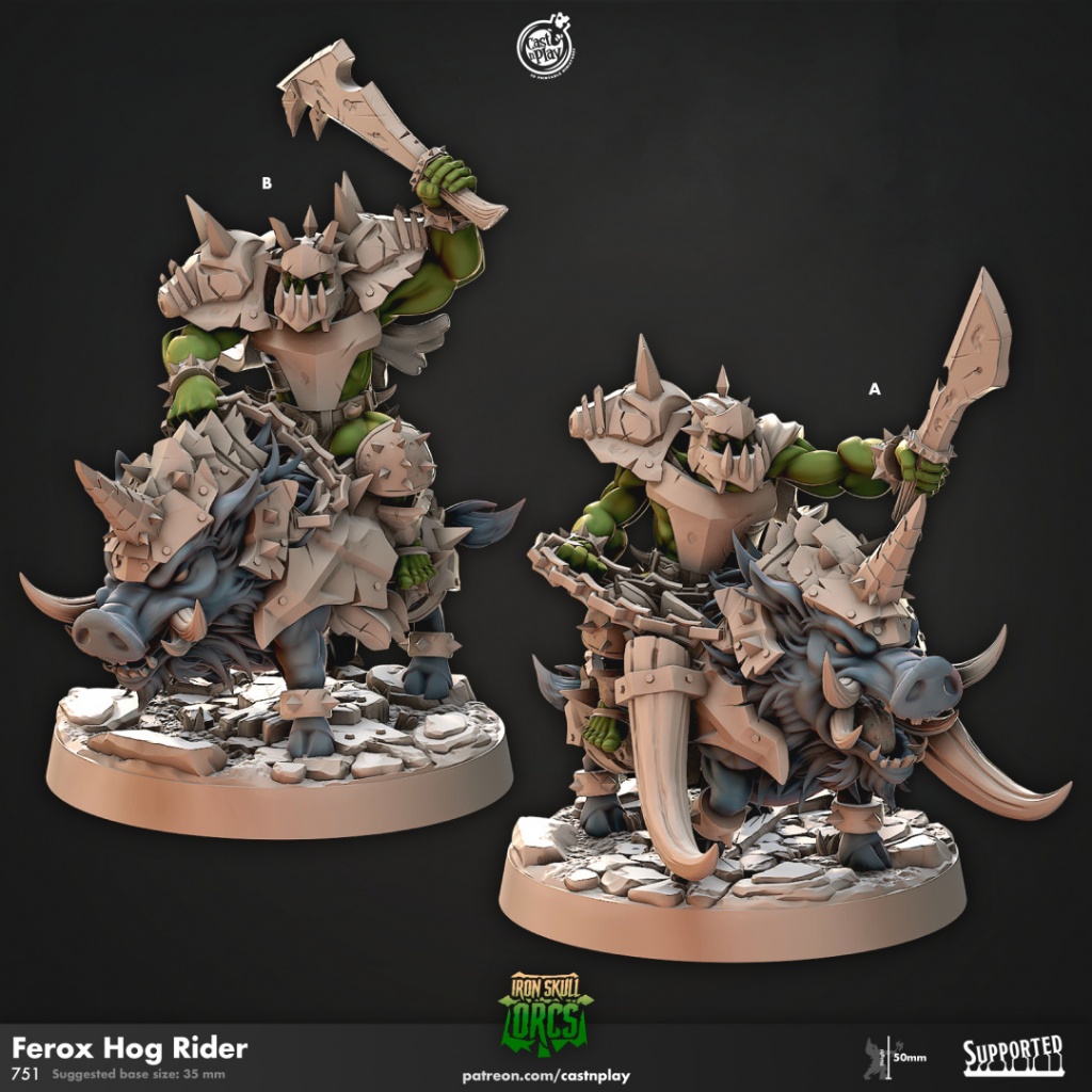 Ferox Hog Rider - Iron Skull Orcs - Humanoid Orc Beast Boar / 32mm ...