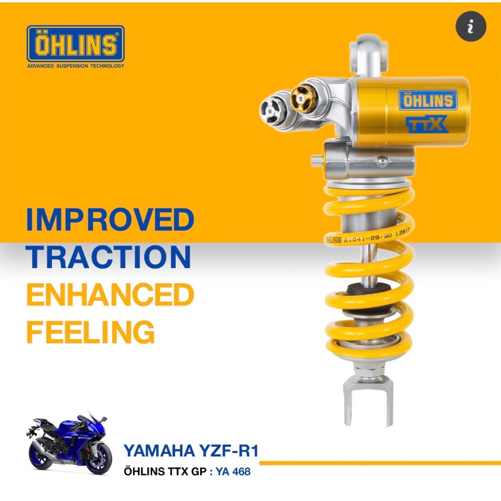 โช๊คหลัง OHLINS Yamaha YZF-R1/YZF-R1M/MT-10/MT-10 SP #YA468 ของแท้ ...