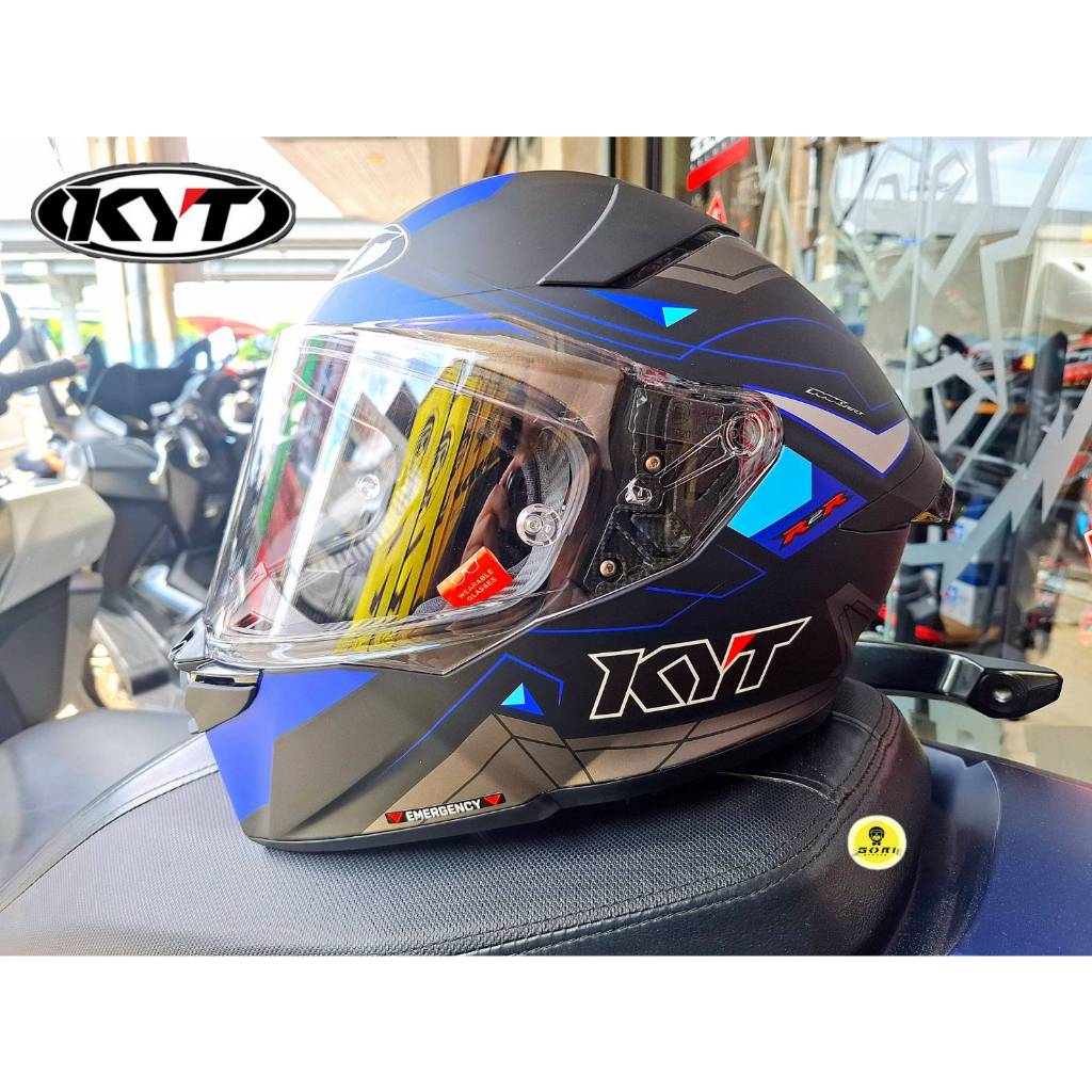 หมวกกันน็อค KYT Model R2R ลาย LED MATT BLACK/BLUE | Shopee Thailand