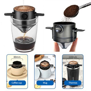 ที่กรองกาแฟสแตนเลสแบบพับได้ ดริปเปอร์กรวยกาแฟ