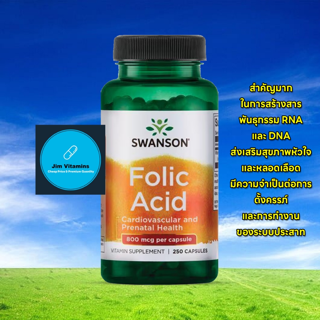 Swanson Premium Folic Acid 800 mcg / 250 Caps | Shopee Thailand
