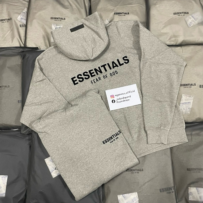 [พร้อมส่ง] Essentials SS22 Hoodie - Dark Oatmeal (โลโก่กำมะหยี่ ...