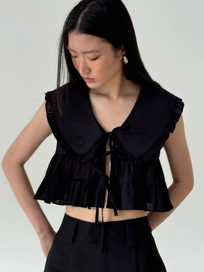 Summerry - Ruffle collar tops เสื้อแขนกุดปกระบาย | Shopee Thailand