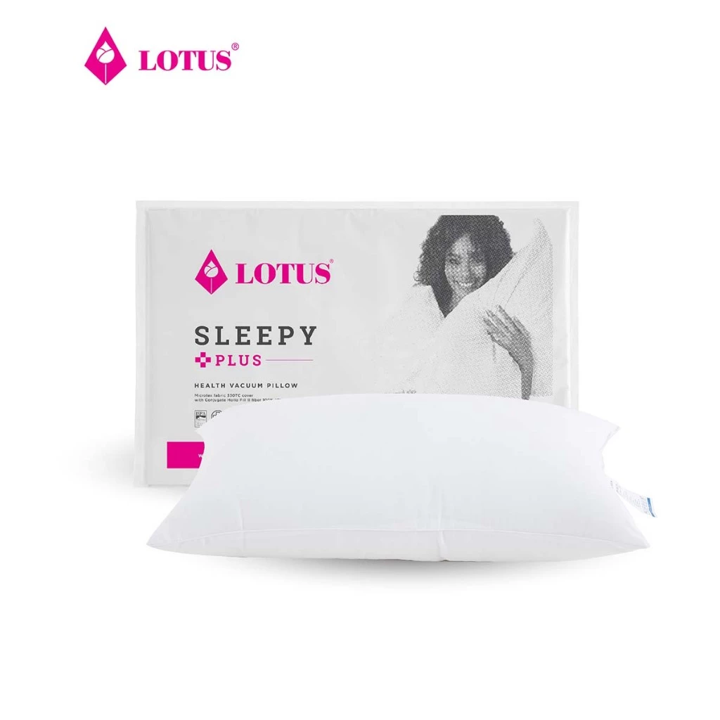 LOTUS หมอนสุญญากาศเพื่อสุขภาพ รุ่น Sleepy Plus ป้องกันไรฝุ่นและลดอาการปวดคอ