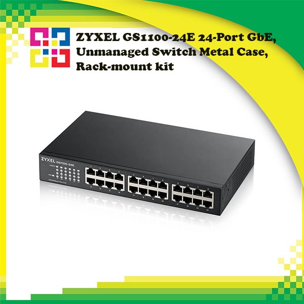 ZYXEL GS1100-24E 24-Port GbE, Unmanaged Switch Metal Case, Rack-mount ...