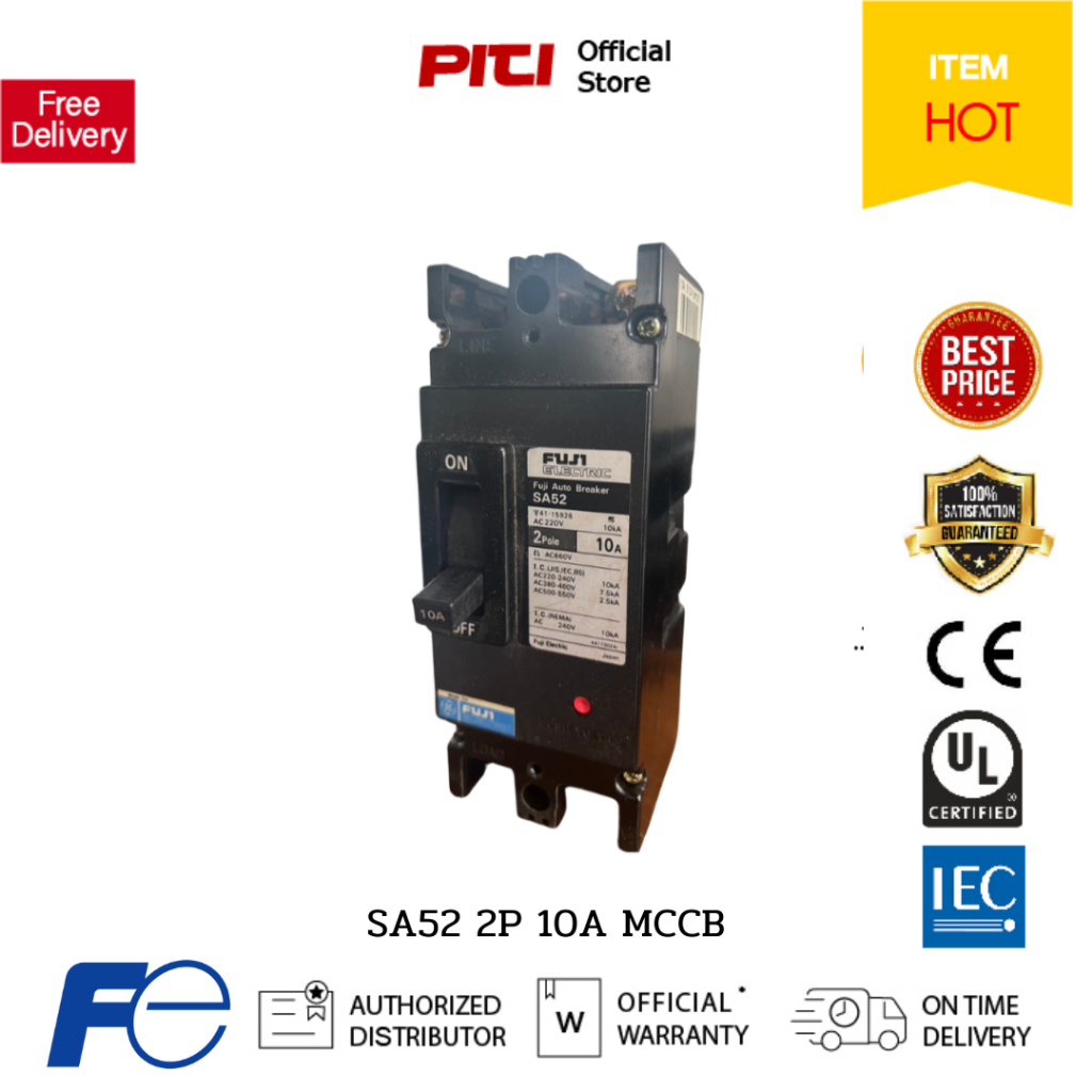 Fuji SA52 2P 10A MCCB เบรกเกอร์คุณภาพดี (สินค้าเก่า) | Shopee Thailand