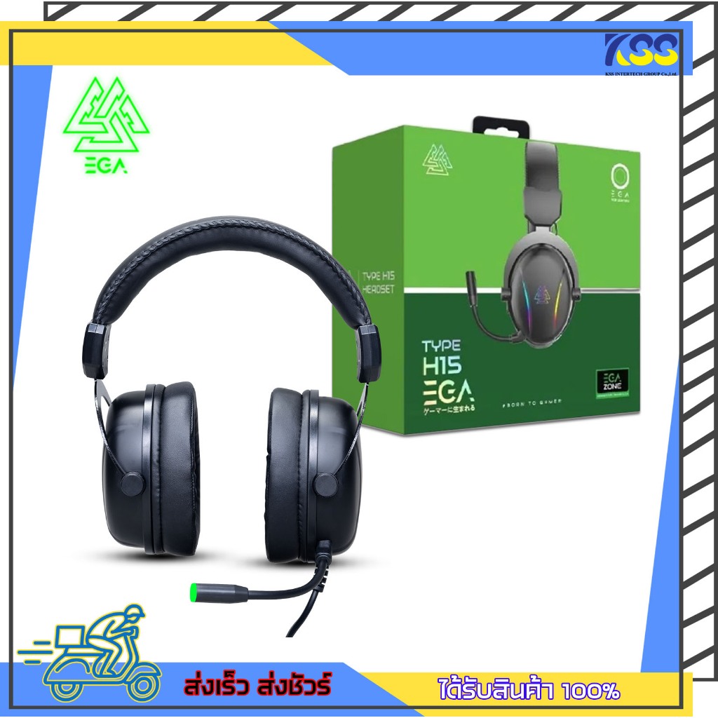 หูฟังเกมมิ่ง EGA GAMING HEADSET SURROUND SOUND 7.1 RGB รุ่น TYPE H15 ...