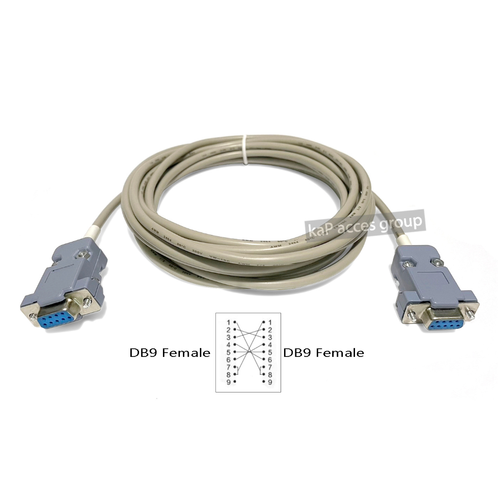 RS232 DB9 Serial 9 Pin FF Cable สายไขว้ต่อเครื่องจักร คอนโทรล | Shopee ...