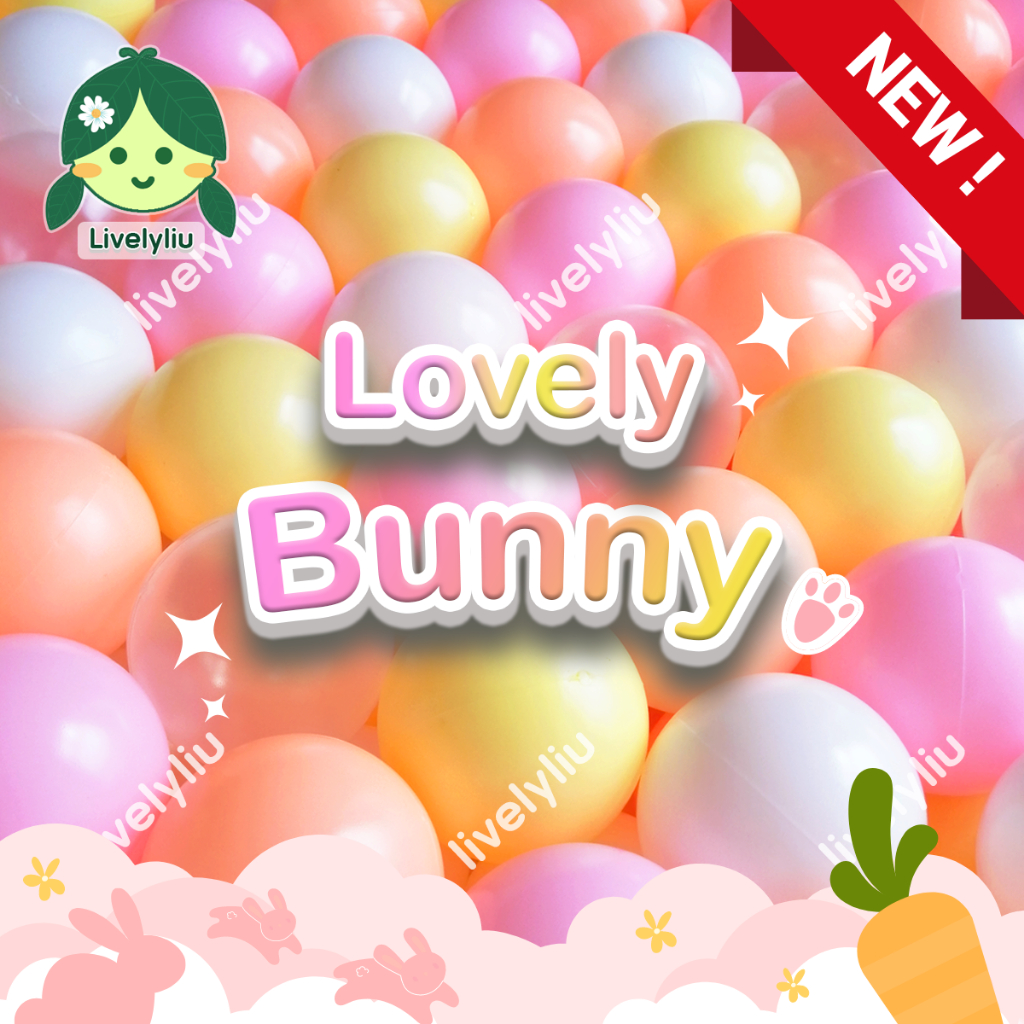 ลูกบอลพลาสติก ธีม Lovely Bunny 100 ลูก บอลสีน่ารัก ลูกบอลสีส้ม ชมพู ...