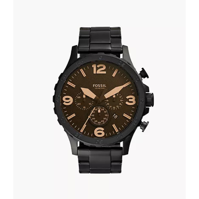 Fossil Nate Chronograph Black Ion-plated Men's Watch JR1356 50mm JR1401 ...
