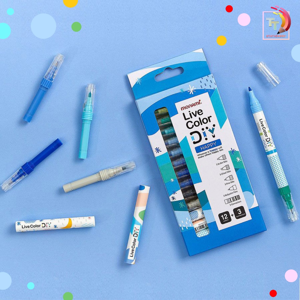 Monami (โมนามิ) ปากกา รุ่น Live Color DIY ชุด 15 สี 2 หัว ( จำนวน 1 ...
