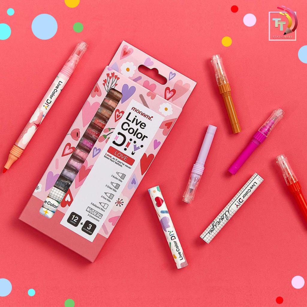 Monami (โมนามิ) ปากกา รุ่น Live Color DIY ชุด 15 สี 2 หัว ( จำนวน 1 ...