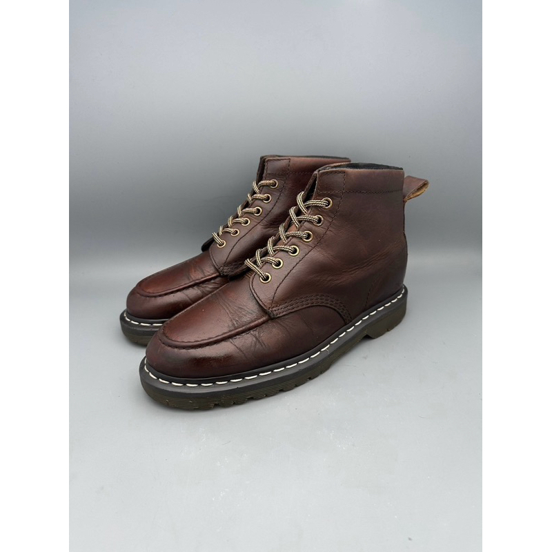 Bottes Dr Martens 6 Trous Damian Marron Burnished - Servo Lux - Neuf Avec Boîte