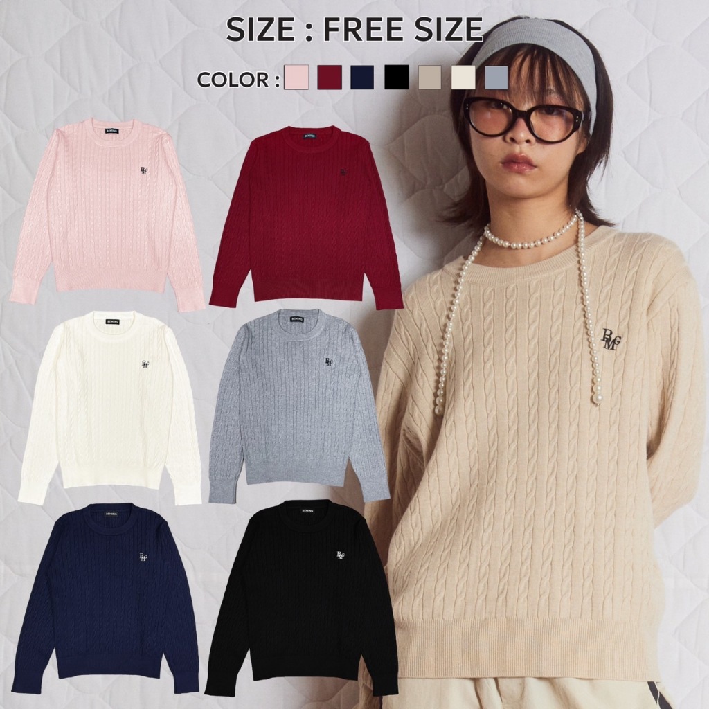 (PRE 20-25 วัน)Bemingtop642(S/M) - BMG Knit Sweater ไหมพรมสเวตเตอร์ งาน ...