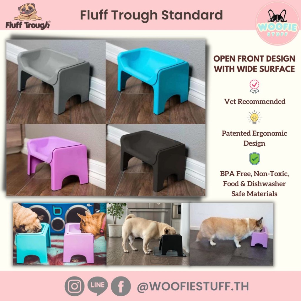 ชามอาหารสัตว์เลี้ยง Fluff Trough Standard Set ทรงสูง ไม่เมื่อยคอ ดีต่อ ...