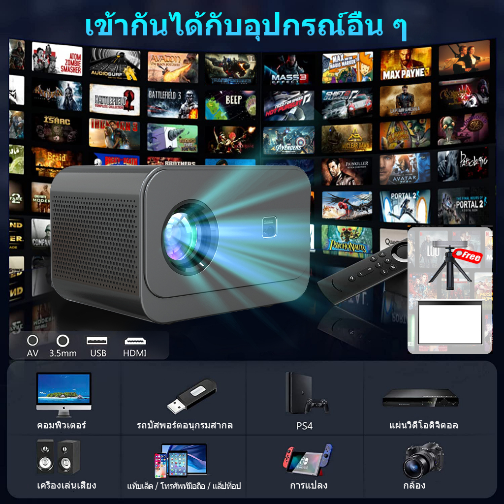 2024 T269 โปรเจคเตอร์ขนาดเล็กพกพา รองรับ คุณภาพรูปภาพ HD 1080p 4K ...