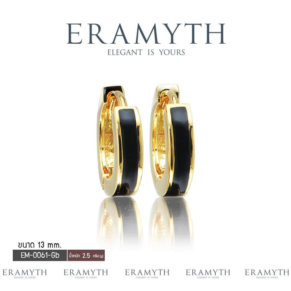 eramyth-jewelry-ต่างหูห่วง-ดีไซน์ลงสี-enamel-ดำ-เงินแท้-92-5-13mm-em-0061-gb-13สินค้ามาตรฐานส่งออก