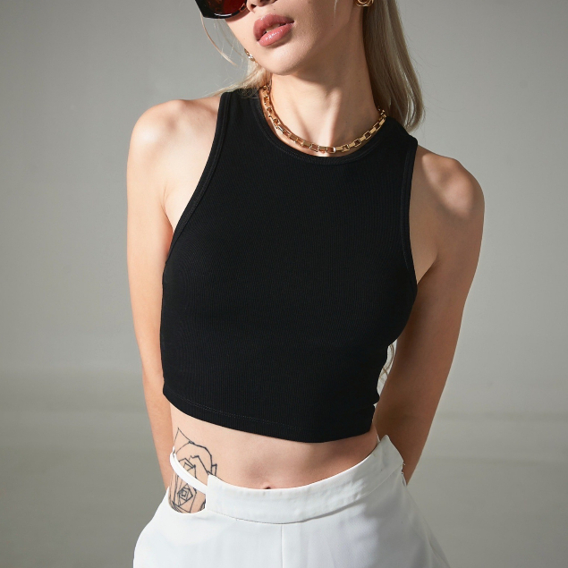 aht095-basic-crew-neck-tank-crop-top-เสื้อกล้ามผ้าร่องทรงเบสิคผ้าเนื้อนุ่ม