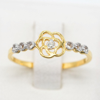 แหวนดอกคามิเลีย  มีกะเปาะข้าง 🌺 แหวนเพชร แหวนทองเพชรแท้ ทองแท้ 37.5% (9K) ME583