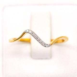 แหวนคลื่น ดีไซน์เก๋ 🌊 แหวนเพชร แหวนทองเพชรแท้ ทองแท้ 37.5% (9K) ME836