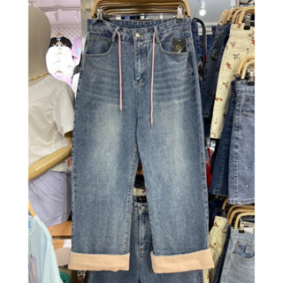 Korea  Jeans 🩷🌷🎨 กางเกงทรงขากระบอกสาวอวบ
